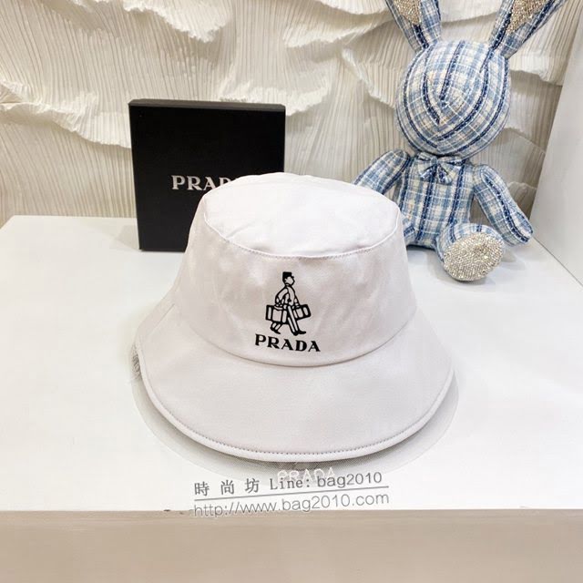 Prada女士帽子 普拉達網紗邊拼接材質漁夫帽遮陽帽  mm1194